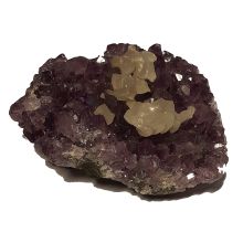 Amethyst mit Calcit, Amethyst Mineral,  Amethyst Kristall Naturstein Drusenstück, echter Edelstein N156