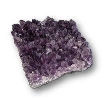 Amethyst Kristall flaches Naturstein Drusenstück, dunkel violette Spitzen, echtes Edelstein Mineral N710