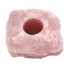 Rosenquarz Stein exclusiv, Echter roher Naturstein Teelichthalter,  Edelstein Teelicht rosa Quarz besonders schöne Kerzen-Halter
