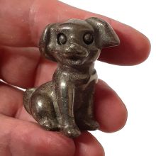 Pyrit-Figur Hund, Kristall Edelstein Tier, Edelstein Hund Pyrit, Tiergravur 4 cm