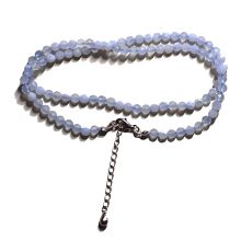 Chalzedon hell-blau Halskette, Edelstein Halsschmuck, Silber Verschluss mit Verlängerung