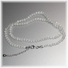 Kristall Edelstein Halskette mit facettierten Bergkristall Kugeln, Silber Verschluss mit Verlängerung
