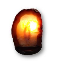 Achat Steinlampe Kristall mit schöner Maserung, schöne Edelstein Lampen teilpoliert, Dekorative Steinlampe N213
