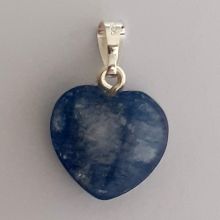 Cyanit Herz Anhänger, Edelstein Kettenanhänger blauer Kyanit mit Silber Schlaufe