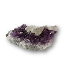 Amethyst Drusenstück, kleine Amethyst-Kristall-Druse mit Calcit, schöne dunkle Spitzen, N223