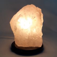 Kristall-Quarz hell-rosa Edelsteinlampe, Naturstein-Lampe kaufen, Rosenquarz roh-Stein Leuchte auf dunklem Onyx Marmor Sockel, N211
