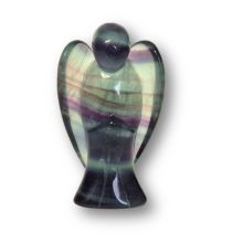 Regenbogen-Fluorit Engel-Figur, Ihr Schutzengel, persönlicher Glücksbringer, Edelsteinengel Dekoration, ca.7 cm, F1