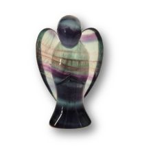 Regenbogen-Fluorit Engel-Figur, Ihr Schutzengel, persönlicher Glücksbringer, Edelsteinengel Dekoration, ca.7 cm, F1
