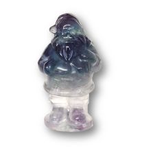 Weihnachtsmann-Nikolaus aus Regenbogen-Fluorit, Handarbeit, Santa Claus stehende Deko- Figur, N54