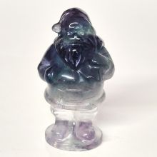 Weihnachtsmann-Nikolaus aus Regenbogen-Fluorit, Handarbeit, Santa Claus stehende Deko- Figur, N54
