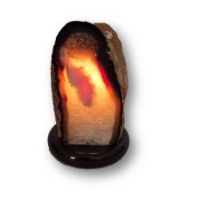 Achat Steinlampe Kristall, schöne Naturstein-Lampe teilpoliert, Dekorative Edelsteinlampe N221