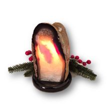 Achat Steinlampe Kristall, schöne Naturstein-Lampe teilpoliert, Dekorative Edelsteinlampe N221