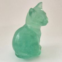 Katze, sitzendes Edelsteintier aus grünem Fluorit, Tierfigur Katze Geschenk, Dekoration, ca. 55 mm
