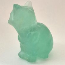 Katze, sitzendes Edelsteintier aus grünem Fluorit, Tierfigur Katze Geschenk, Dekoration, ca. 55 mm