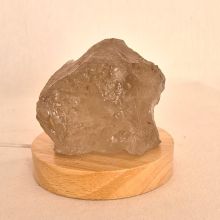 Rauchquarz Rohsteinbrocken, Quarz beleuchtet auf LED Sockel, Echter unbehandelter Rauchquarz Rohstein Natur belassen