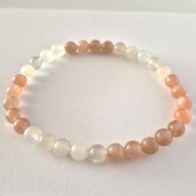 Mondstein Perlenarmband, Edelstein-Armband mit 6 mm Durchmesser Kugeln, Mondstein Mix auf Strechband