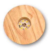 LED Leuchtsockel, warmes Licht, Holzsockel mit 6 LED`s, ca 8 cm Durchmesser, zum beleuchten ihrer Dekoartikel, USB -Anschluss