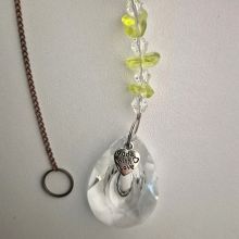 Fensterdeko zum Hängen, Edelstein grünes Peridot Herz, Sonnenfänger Baum des Lebens, mit Kristall Sun Catcher