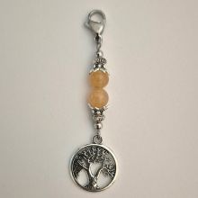Handgefertigter Schlüsselanhänger Lebensbaum, Taschenanzubehör mit rotem Aventurin und Karabiner