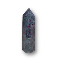 Kyanit (Disthen) mit Rubin Standspitze, Edelstein Obelisk, Cyanit-Rubin Spitze N270