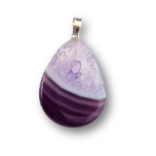 Kettenanhänger Achat Violette Bänderung, in Tropfenform, mit Schlaufen-Öse, Steinschmuck Anhänger AV-05