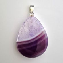 Kettenanhänger Achat Violette Bänderung, in Tropfenform, mit Schlaufen-Öse, Steinschmuck Anhänger AV-05
