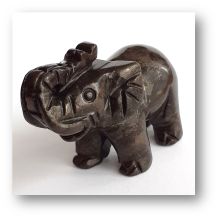 Edelstein-Tier Elefant aus Pyrit, Tiergravur ca. 5 cm, Glücksbringer und sehr beliebtes Sammelobjekt