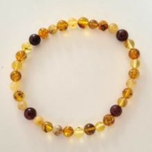 Bernstein Kugelarmband auf elastischem Faden, mehrfarbiger baltischer Amber, Schmuck-Armband-Kette