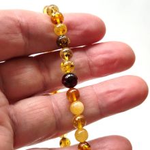 Bernstein Kugelarmband auf elastischem Faden, mehrfarbiger baltischer Amber, Schmuck-Armband-Kette