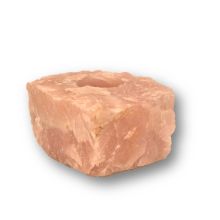 Rosenquarz Stein Teelichthalter, Edelstein Teelicht rosa Quarz, Kerzen-Halter, hübsches Stimmungslicht, N120