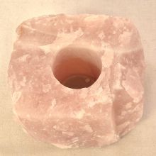 Rosenquarz Stein Teelichthalter, Edelstein Teelicht rosa Quarz, Kerzen-Halter, hübsches Stimmungslicht, N120