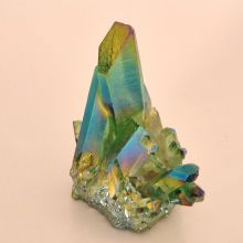 Grün-Bunte, bedampfte Bergkristall-Gruppe, echter Eyecatcher mit Edelmetall-Glanz, N97