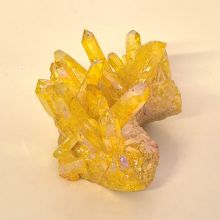 Gelb-bunter bedampfte Bergkristall Gruppe, Kristalle für besondere Energien & Schönheit, N89