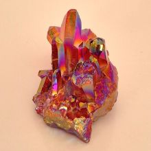 Pink bedampfte Bergkristall-Gruppe, spiritueller Begleiter oder Highlight in deiner Sammlung, rosa-bunt, N81
