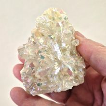 Aura Kristall, Bergkristall Cluster mit Silber & Platin bedampft, Angel Aura Energiestein, N182