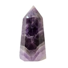 Chevron Amethyst Standspitze, polierte Dekospitze, Edelstein Dogtooth-Amethyst Spitze, N44