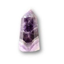 Chevron Amethyst Standspitze, polierte Dekospitze, Edelstein Dogtooth-Amethyst Spitze, N44