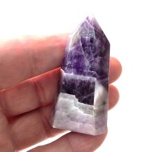 Chevron Amethyst Standspitze, polierte Dekospitze, Edelstein Dogtooth-Amethyst Spitze, N44