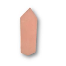 Rosenquarz Standspitze, rosa Quarz echt, polierter Obelisk, Rosenquarzspitze mit Standfläche, N1011