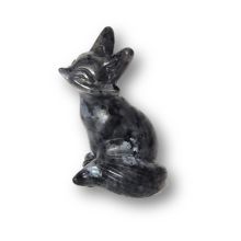 Fuchs Edelsteintier, Handarbeit aus Larvikit Stein, Dekoration, Sammler, sitzende kleine Fuchs-Figur, N5
