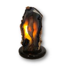 Achat Edelsteinlampe, Naturstein Lampe aus Brasilien mit schöner Maserung, N147
