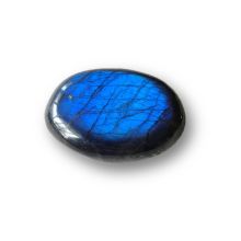Labradorit polierter Edelstein, Trommelstein flach, blau schimmernder Handschmeichler, Naturstein, Sammelobjekt, N62