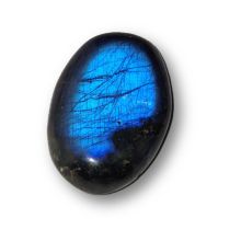 Labradorit polierter Edelstein, Trommelstein flach, blau schimmernder Handschmeichler, Naturstein, Sammelobjekt, N62