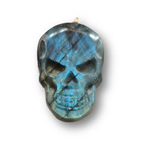 Geschnitzter Schädel Anhänger aus echtem Labradorit Edelstein, Skull , N42