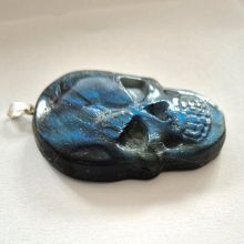 Geschnitzter Schädel Anhänger aus echtem Labradorit Edelstein, Skull , N42
