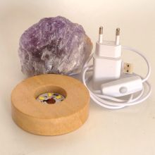 Amethyst Faustbrocken, beleuchtet auf LED Sockel, Echter Rohstein Natur belassen, N420