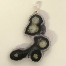 Amethyst Rosette-Stalaktit Anhänger, Kettenanhänger Scheibe groß, Unikat mit Silber Öse, N11