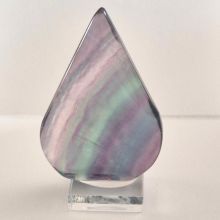 Regenbogen-Fluorit Flamme auf Plexiglas Sockel, Deko Edelstein geschnitzt, Spirituelle Deko, Geschenkidee, N7