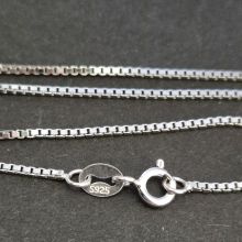 Venezianerkette 925´iger Silber, Kastenform feine Kette mit Federring-Verschluss, ca. 45 cm