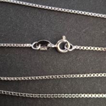 Venezianerkette 925´iger Silber, Kastenform feine Kette mit Federring-Verschluss, ca. 45 cm